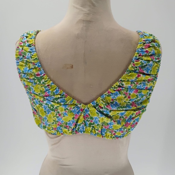 YLLW CLEO THE LABEL FLORAL COTTAGE CORE bra top v neck 100% cotton - Picture 2 of 8